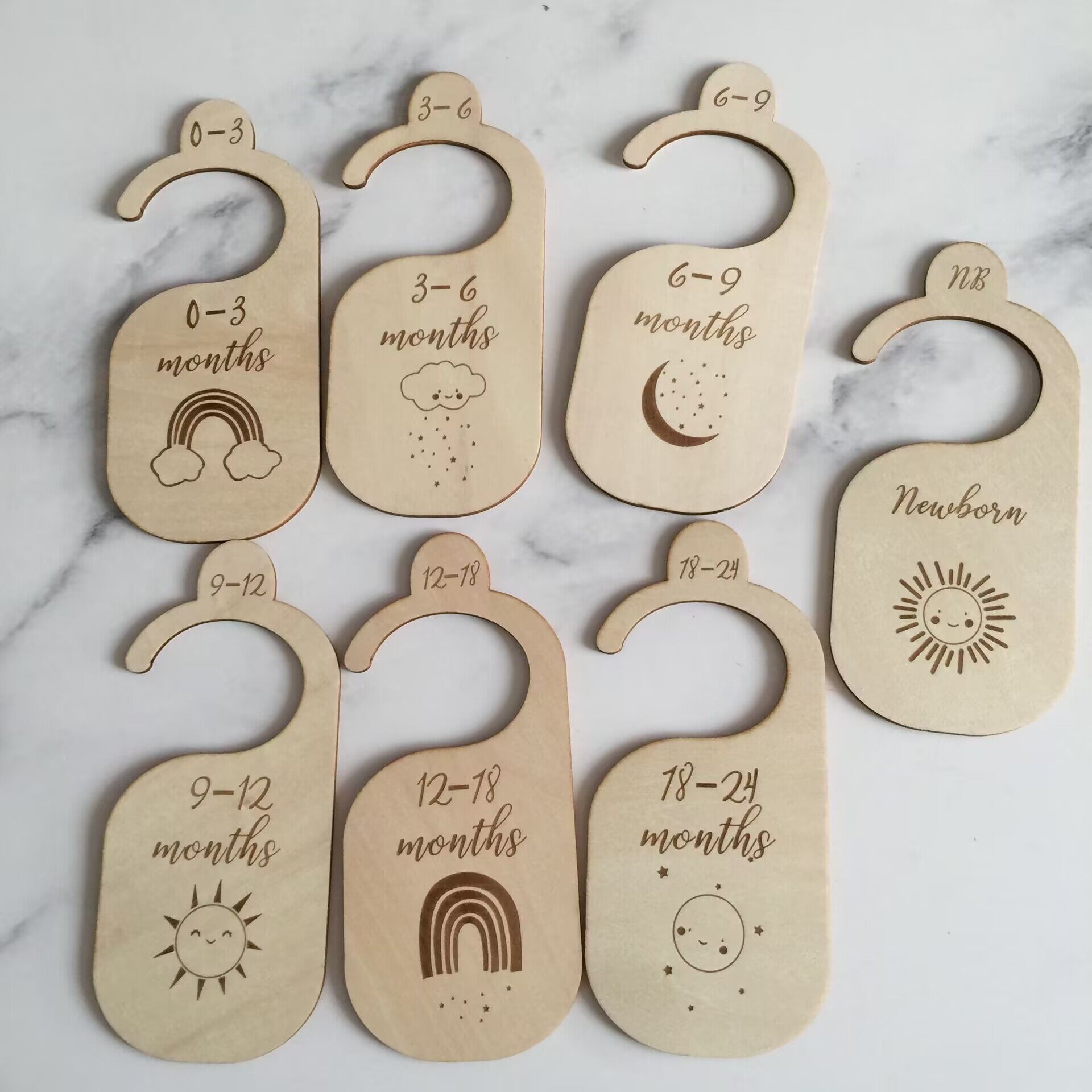 Baby Clothing Hanger Dividers - Drewniane przegródki do szafy dziecięcej, organizer,