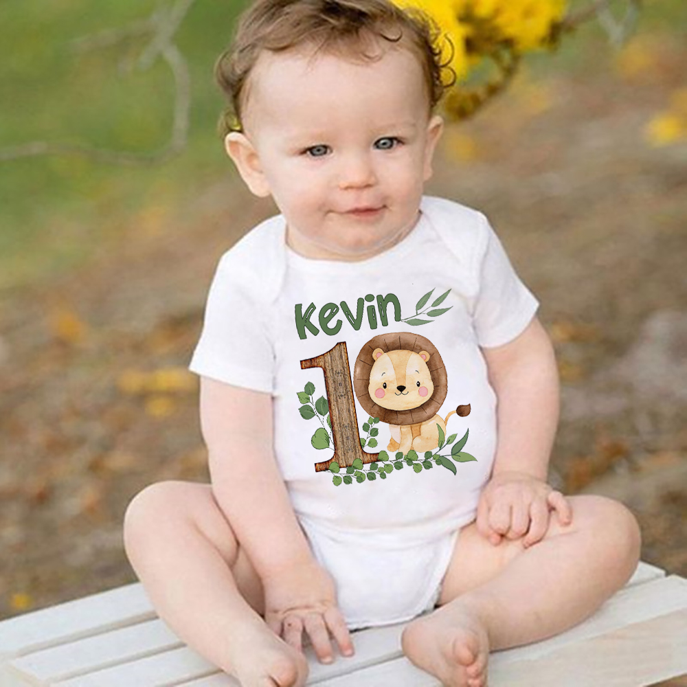 Baby Clothing Name - Spersonalizowane zwierzę Safari z imieniem śpioszki